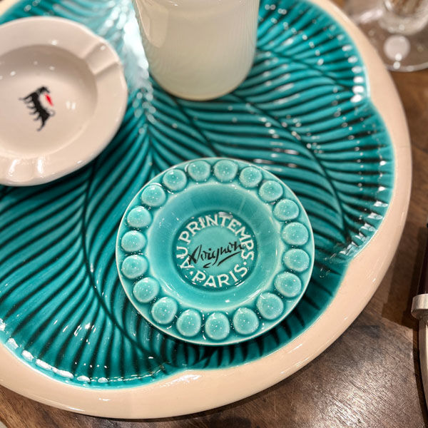 Primavera advertising ashtray, Printemps Paris, signed Colette Gueden
