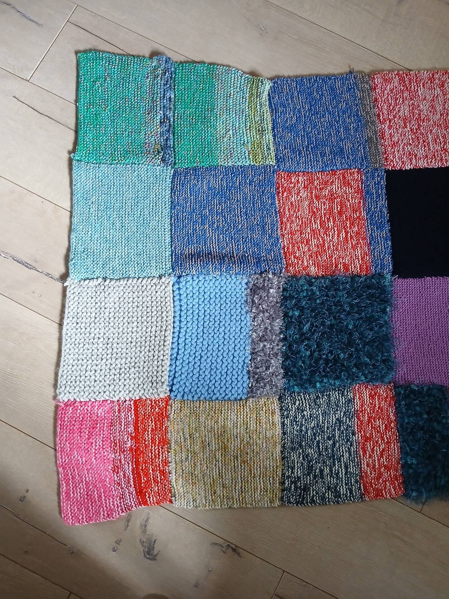 3 patchwork blankets knitted by hand