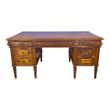 Renaissance style desk in solid oak, richly carved