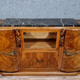 Curved Art Deco era row in light wood circa 1930-1940