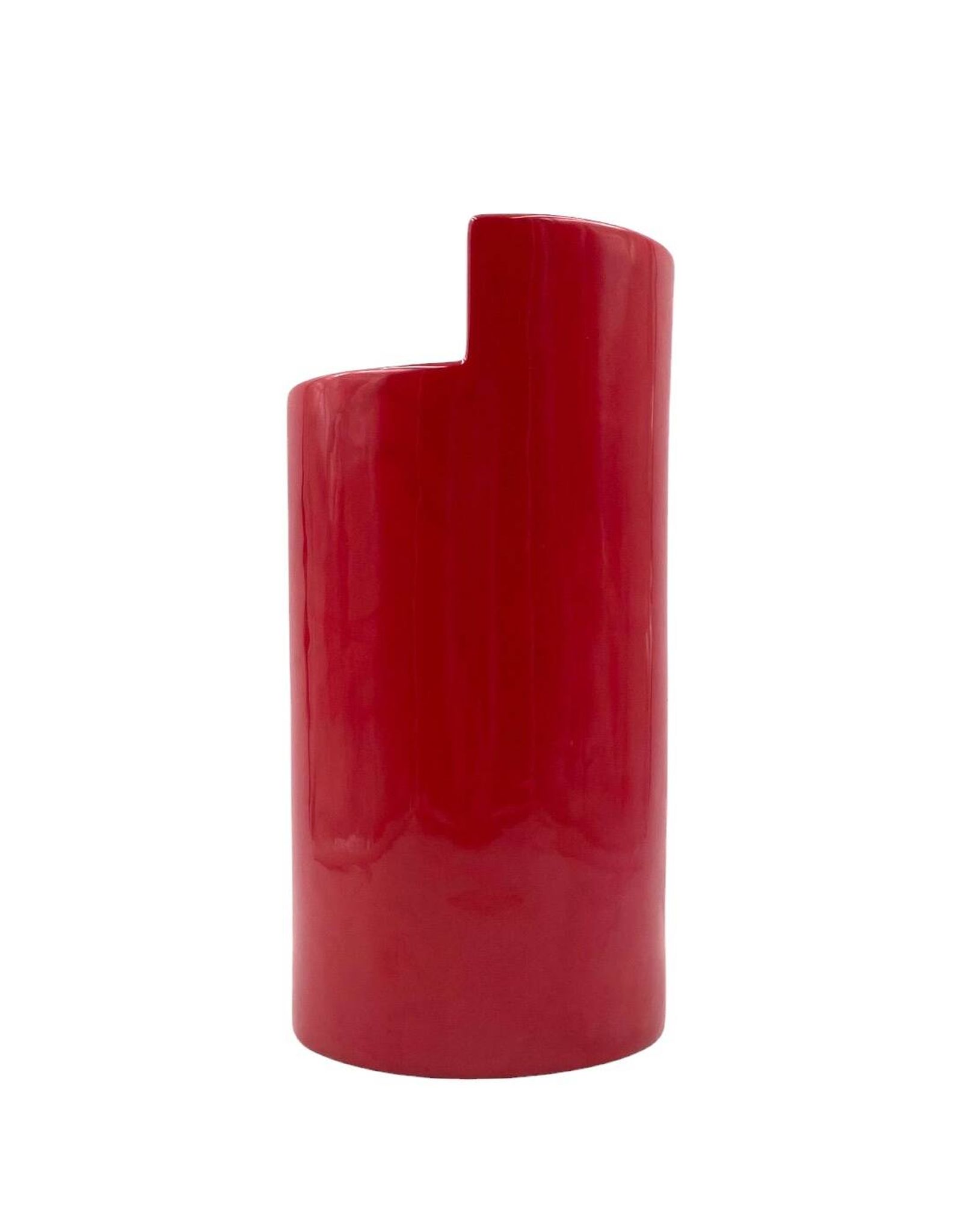 Franco Bettonica, red ceramic vase mod. fb1, Gabbianelli Italy ca. 1970