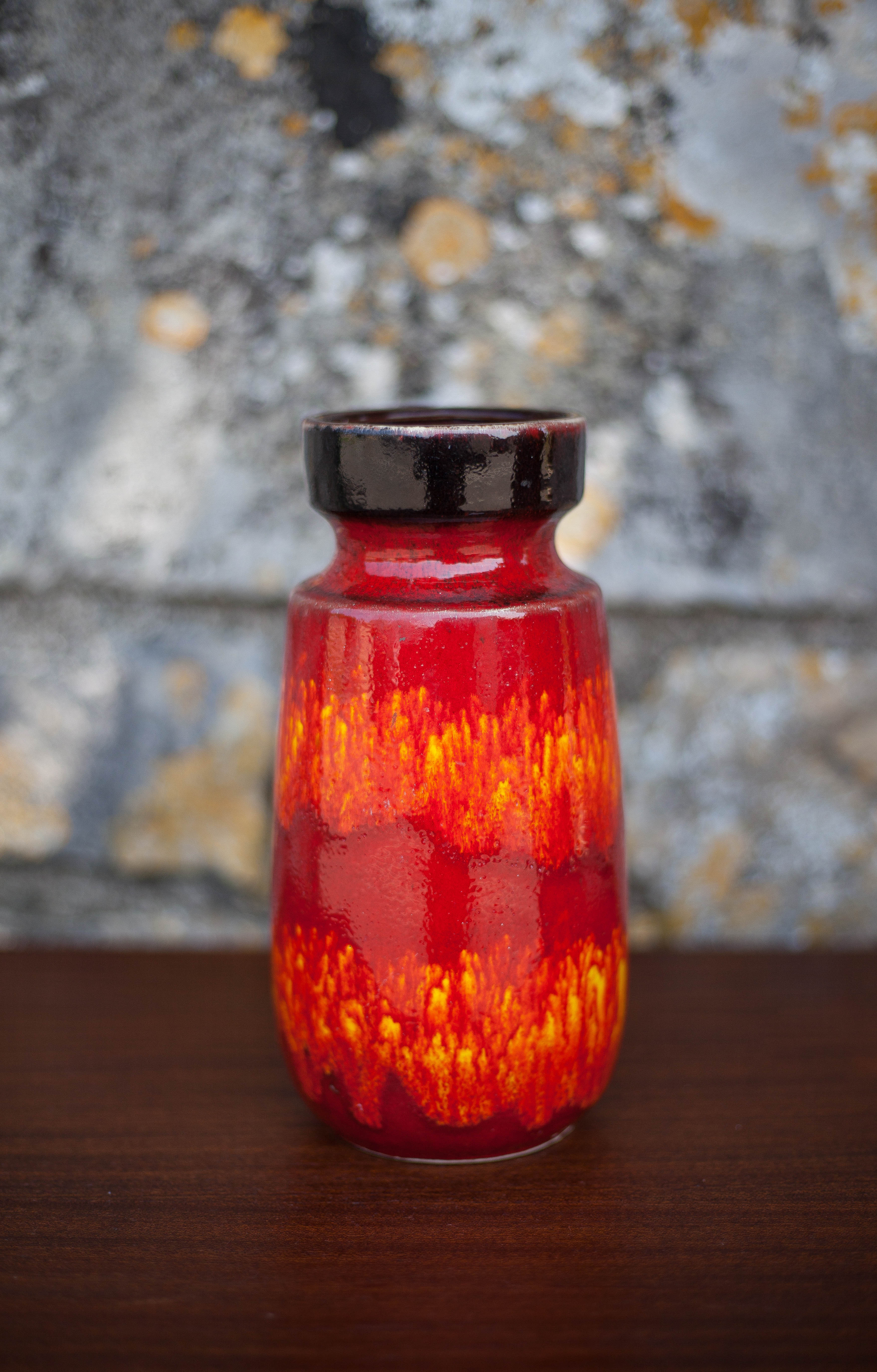 West Germany 242/22 ceramic vase, decorative vase, flower pot, fat lava, red vase, collection,