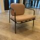 Deadgood Working Lounge Chair, in pale pink fabric with metal base