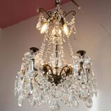 Lustre Suédois ancien en bronze avec bougies vers 1930
