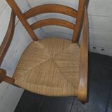Beechwood office chair with straw seat