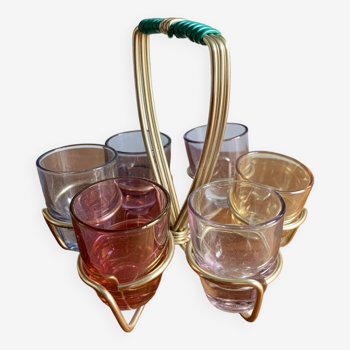 Verres avec pied en métal, années 1960