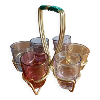 Verres avec pied en métal, années 1960