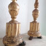 Pair of gold candlesticks with leaf
