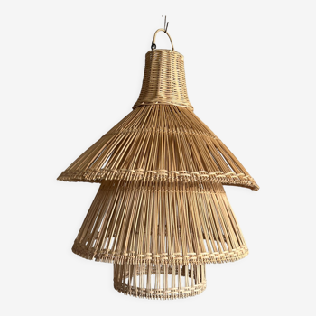 Suspension ou luminaire en rotin en forme de lanterne asiatique