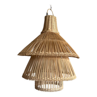 Rattan pendant lamp or light in the shape of an Asian lantern