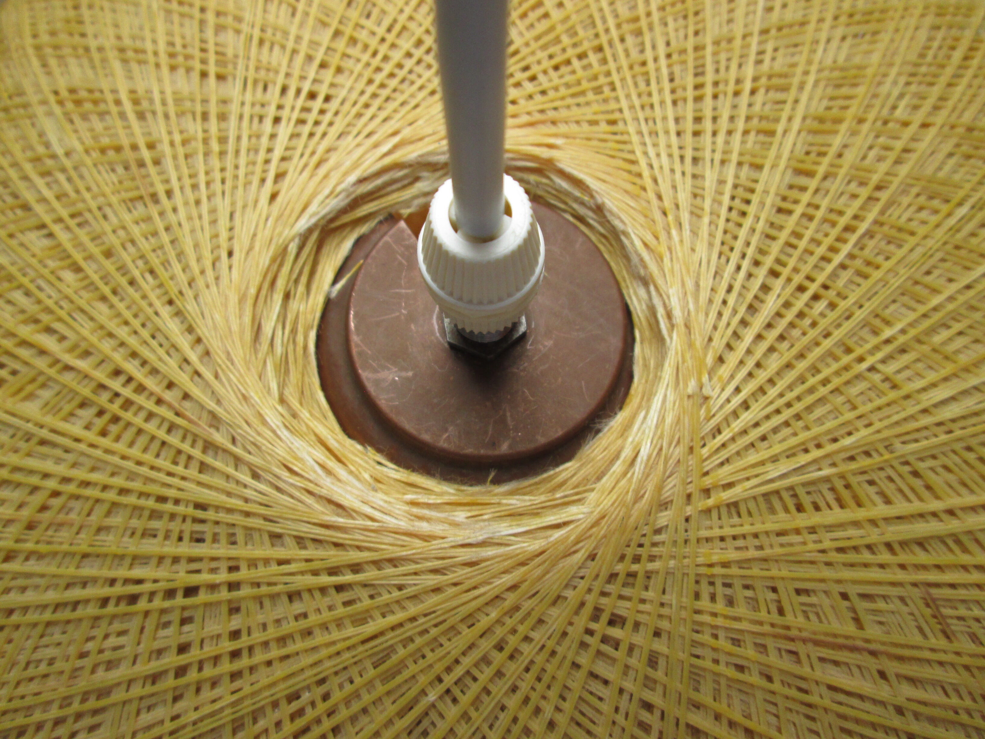 Atomic yellow spun fiberglass hanging lamp, early 1960