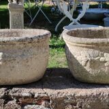 Paire de jardinières anciennes en pierre reconstituée
