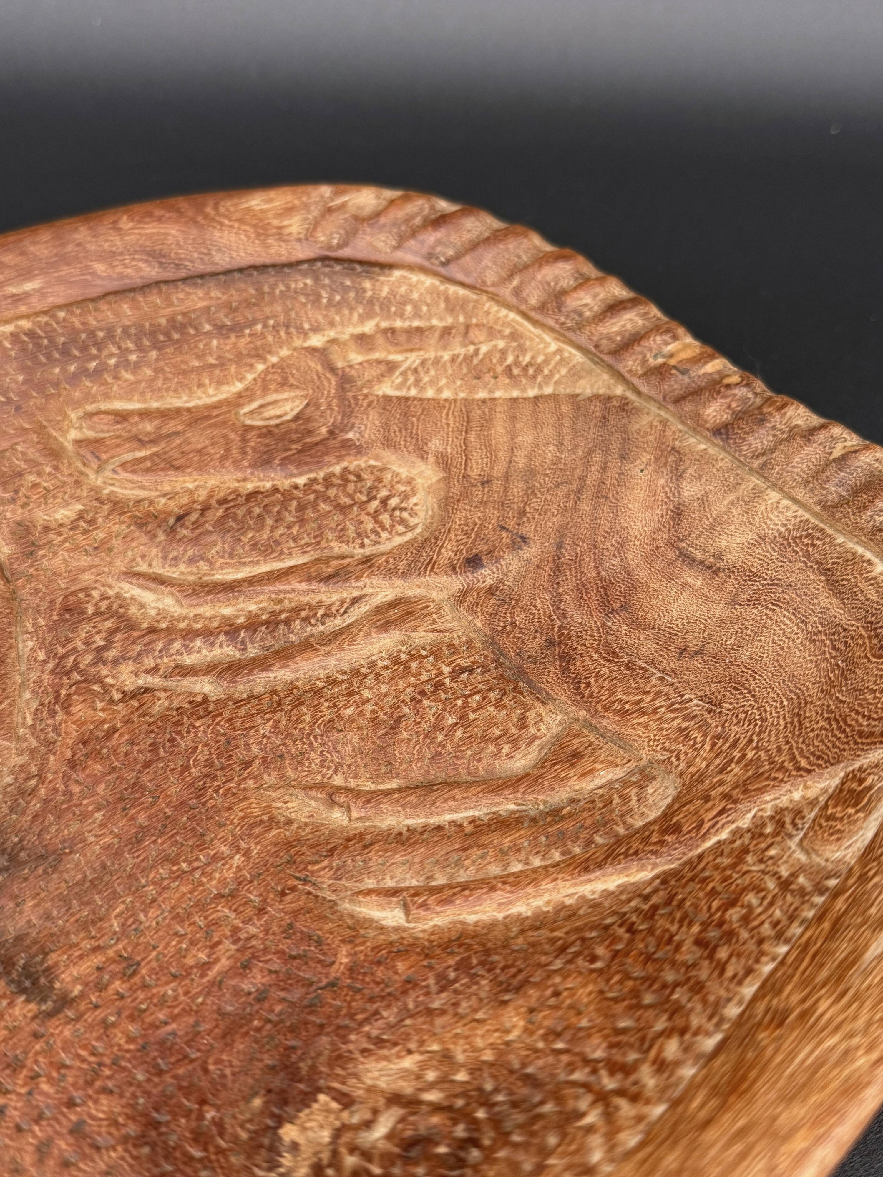 Large carved wall shelf – Stylized goat and billy goat in exotic wood