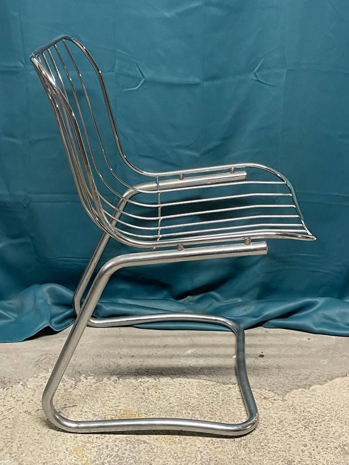 Set of 4 Gastone Rinaldi style chairs in chrome metal