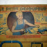 Old toy Loly, panoply The Little Cutter Cardboard, support 8 wooden and steel tools