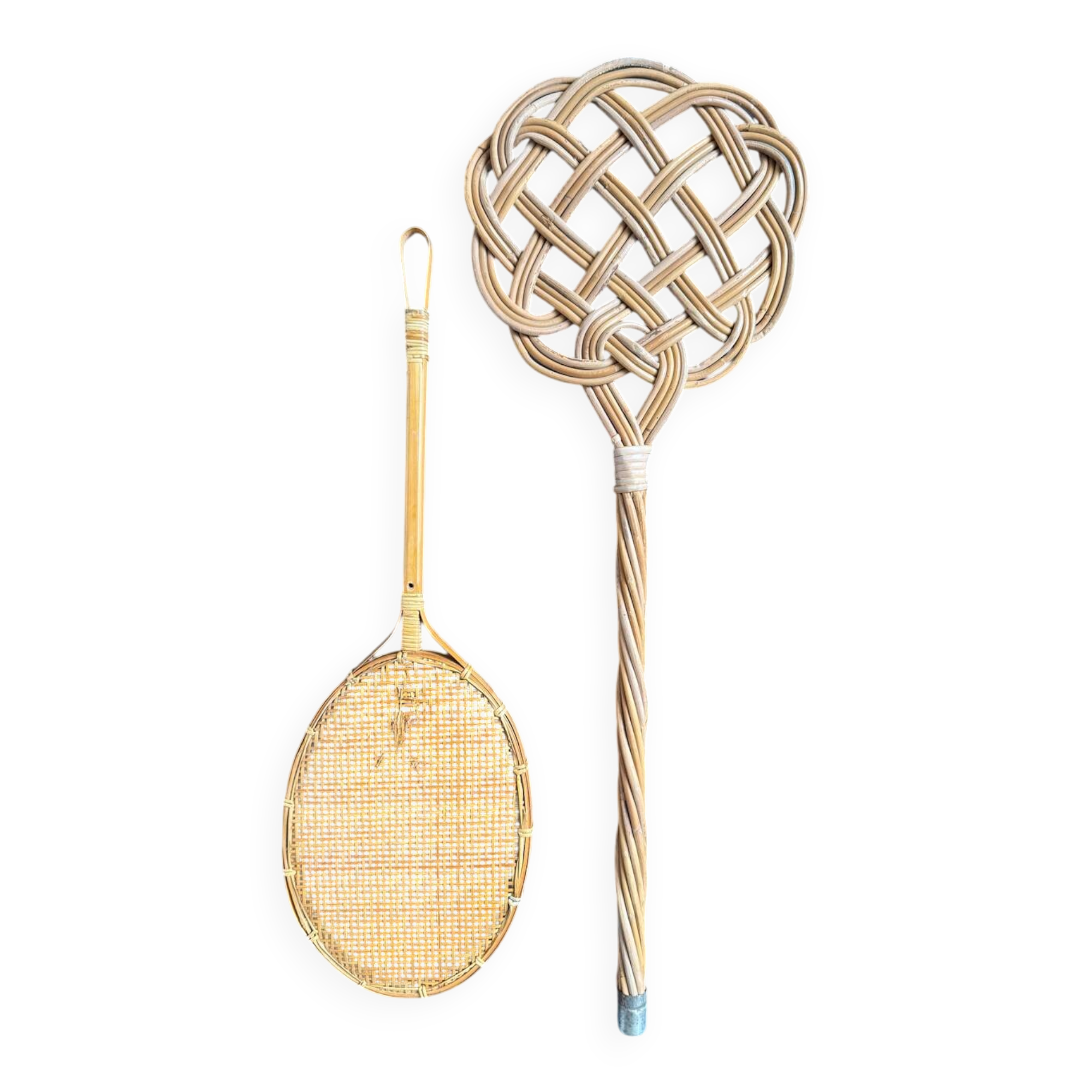 Antique rattan and wicker carpet beaters