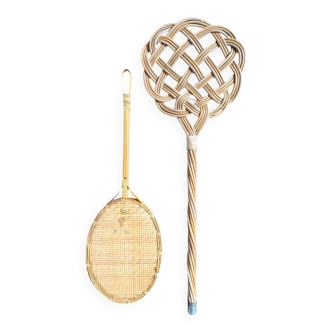 Antique rattan and wicker carpet beaters