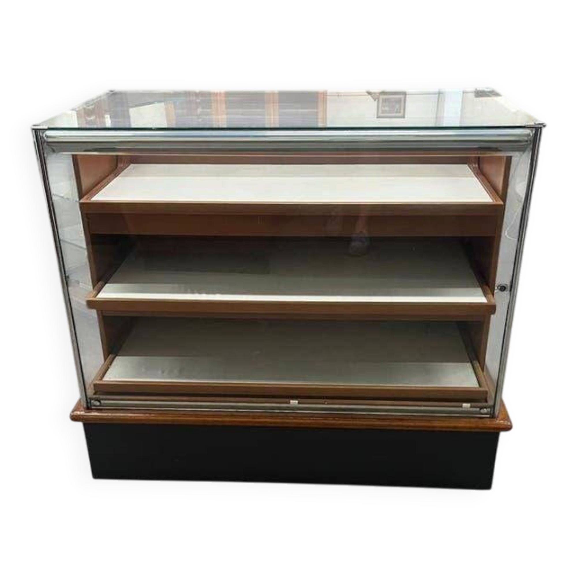 Comptoir de magasin/vitrine/comptoir vintage en bois avec tiroirs