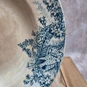 Antique hollow plate Lebacqz & Bouchard Colombier with bird decoration, Terre de Fer.