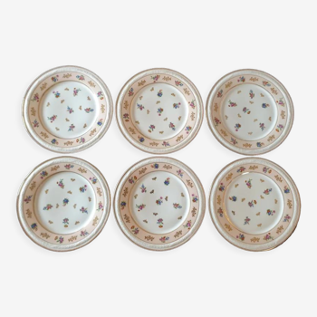 Series of 6 flat plates - limoges porcelain raynaud et cie