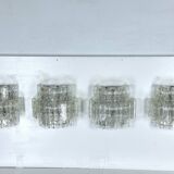 Vistosi manner, set of four large clear murano glass elements sconces. Italy 1970s
