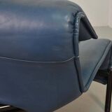Vico Magistretti 3-Seat Flexible Cassina Blue Leather 'Veranda' Sofa, Italy
