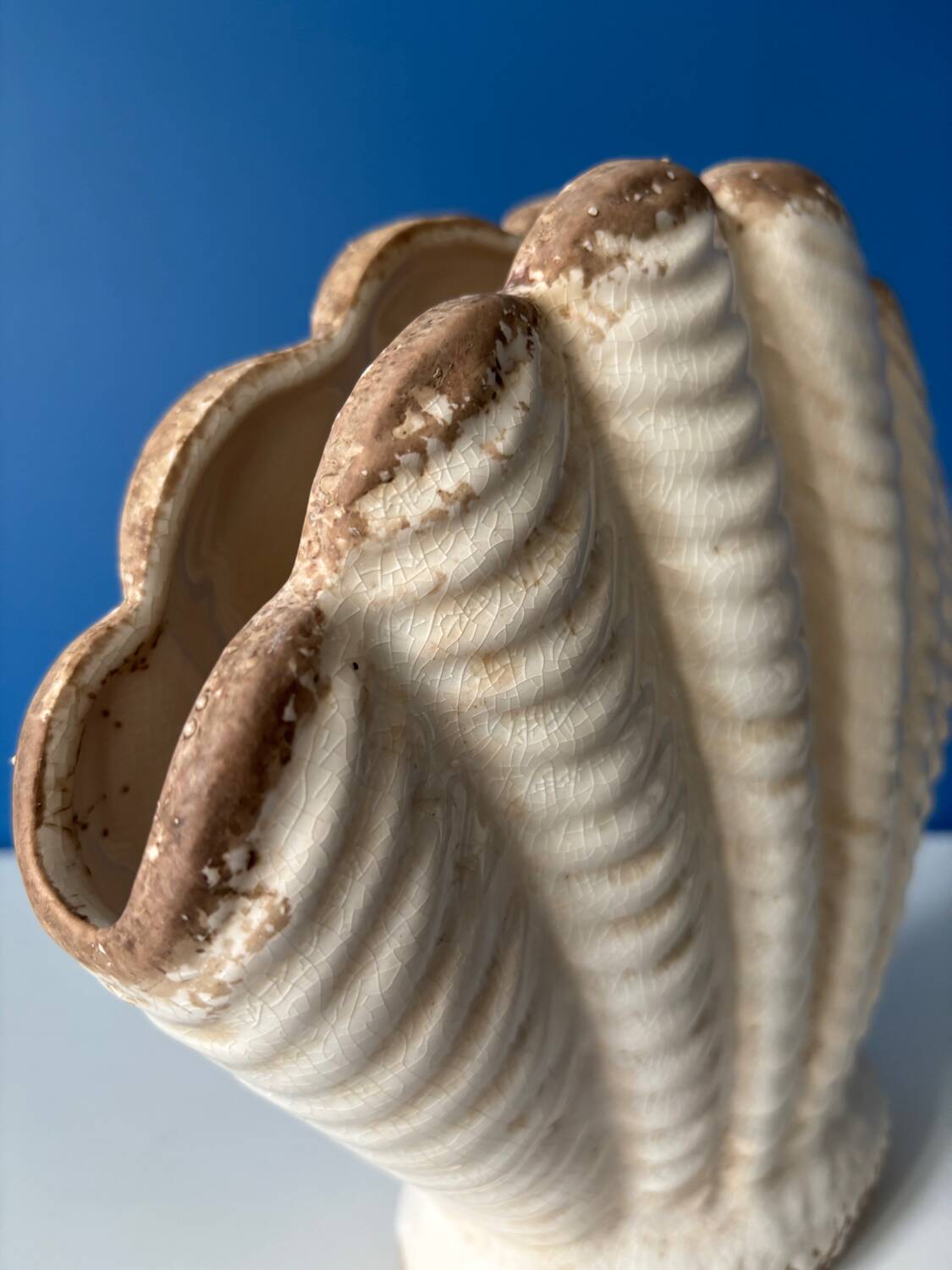 Vintage earthenware shell vase, Denmark