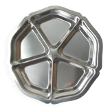 Plateau compartimenté vintage en acier inoxydable