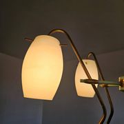 Opaline glass and brass chandelier mid-century Stilux Milano 1950s