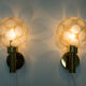 Pair of brass and glass wall lamps, Denmark, 1970s