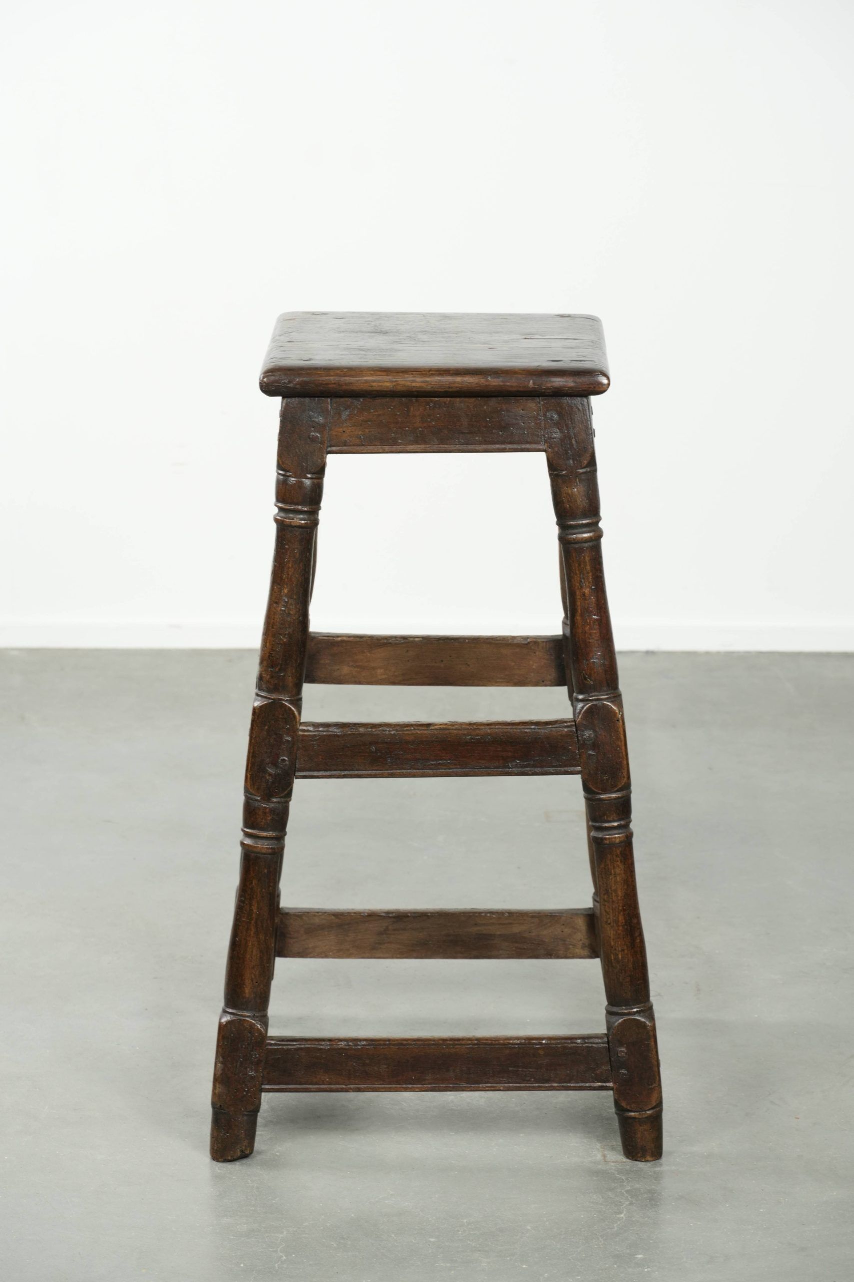 Antique English oak stool / joint stool from the 18th century