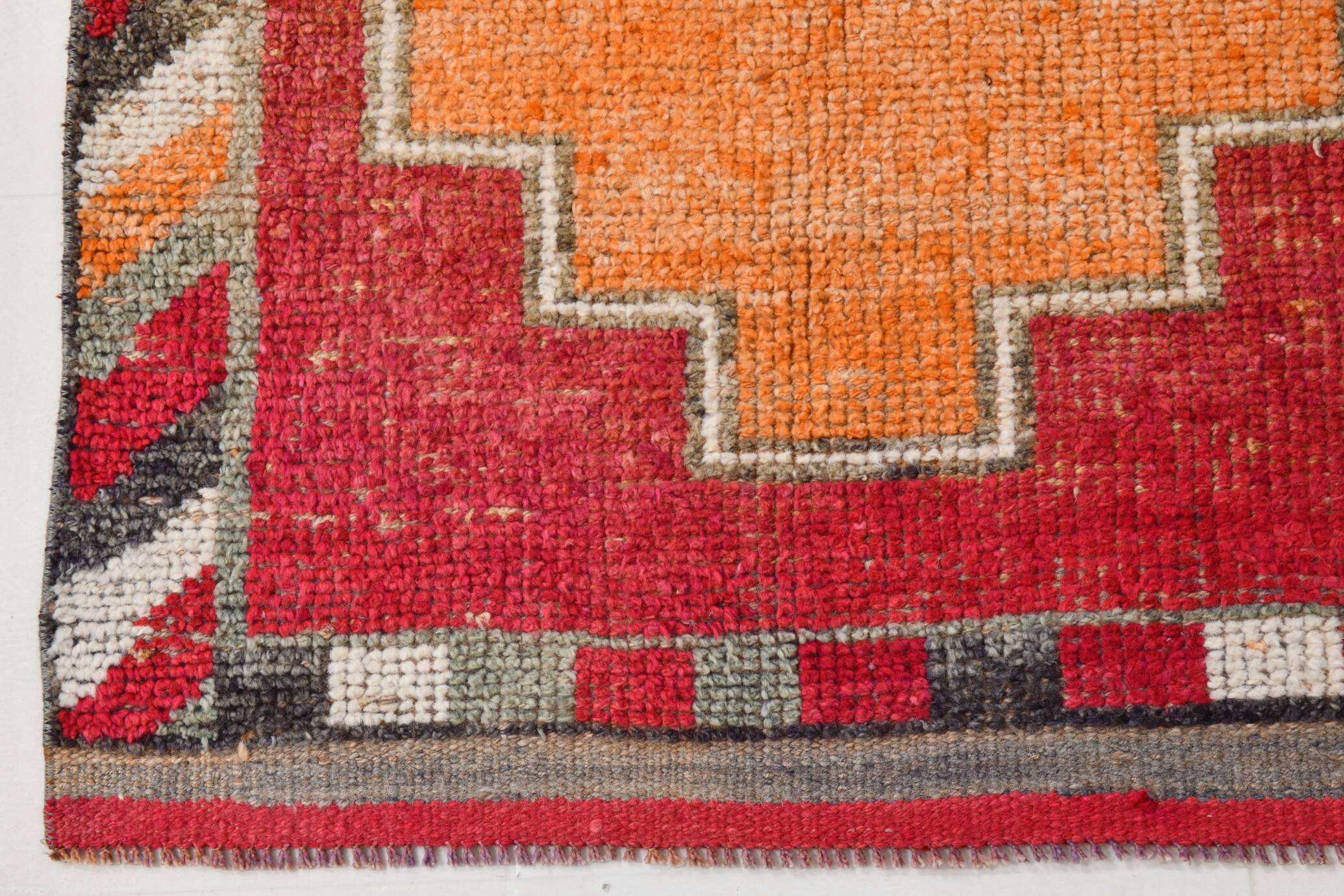 3x10 Orange & Red Turkish Vintage Runner Rug, 97x301Cm SK 22031