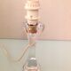 Bedside lamp with glass base and beige fabric lampshade / vintage 60s-70s