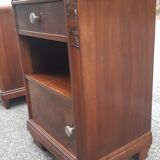 Art Deco bedside tables carved wood and marble 1930