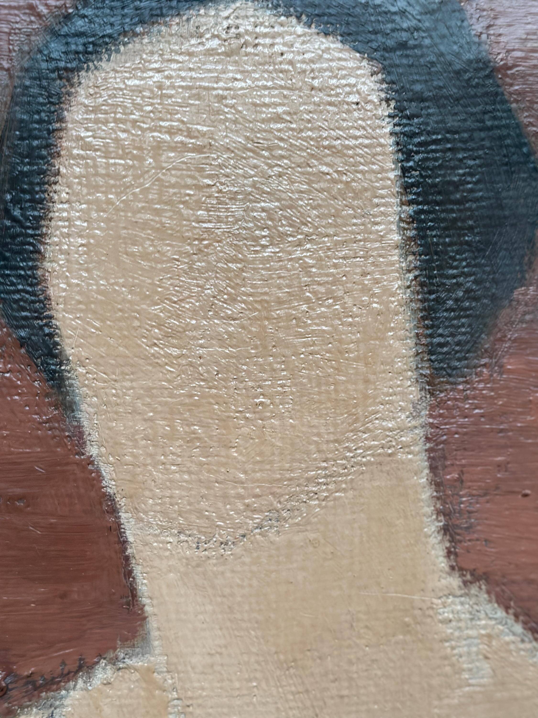 Original Swedish Oil On Canvas – “Portrait” By Fred – Dated 51