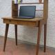 Bureau vintage pieds compas bois massif étagères