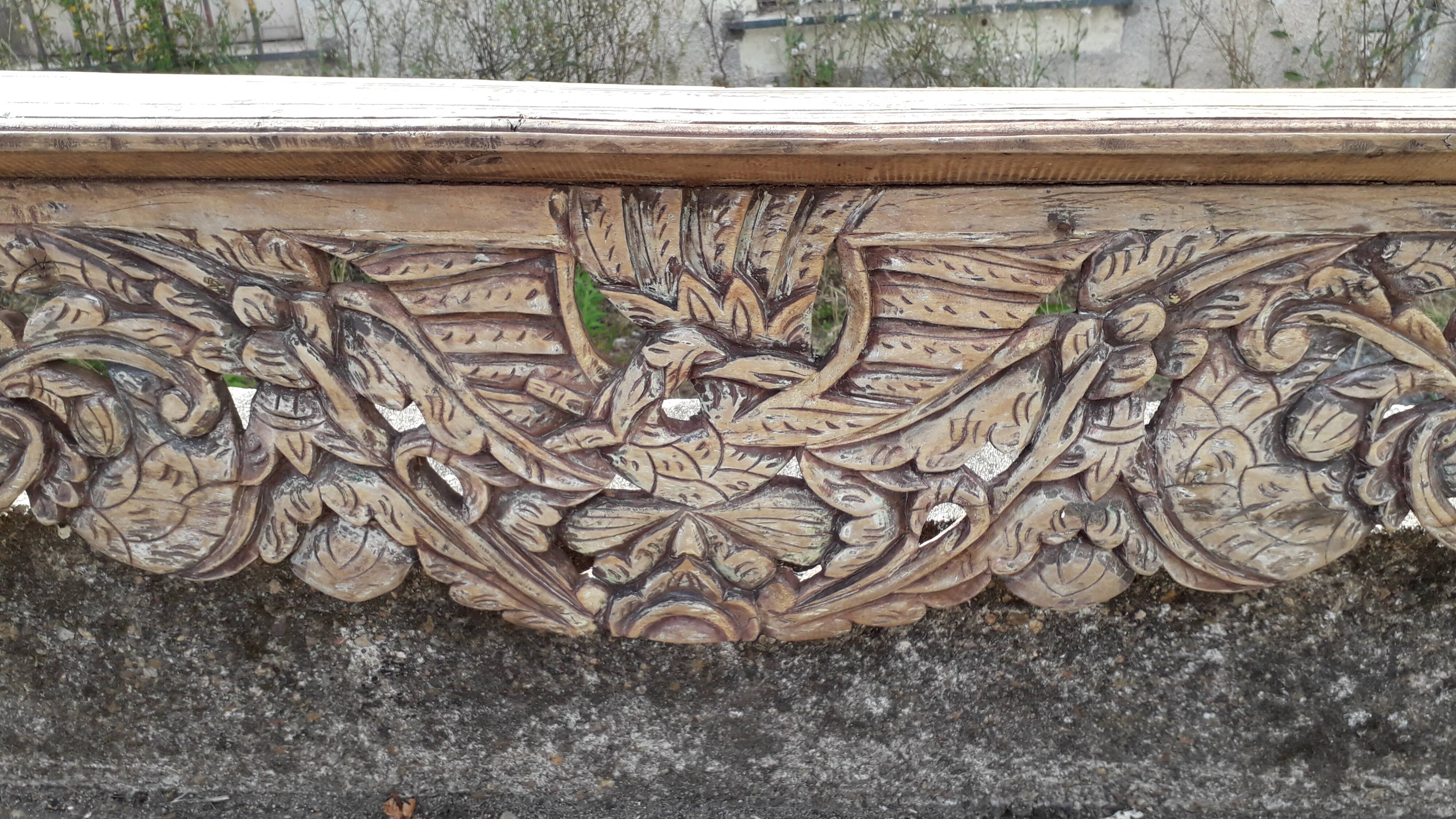 Vosges pediment in carved wood, oak, 19th