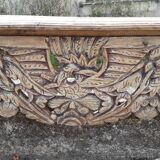 Fronton vosgien en bois sculpté, chêne, 19ème