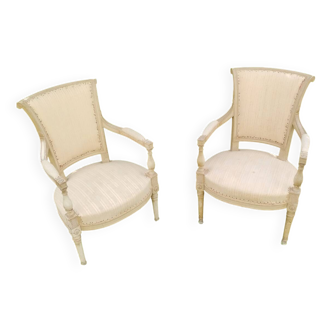 Pair of vintage antique Directoire style armchairs