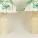 Paire de lampes de table Tommaso Barbi Riviera palmier années 1970 avec coussins assortis