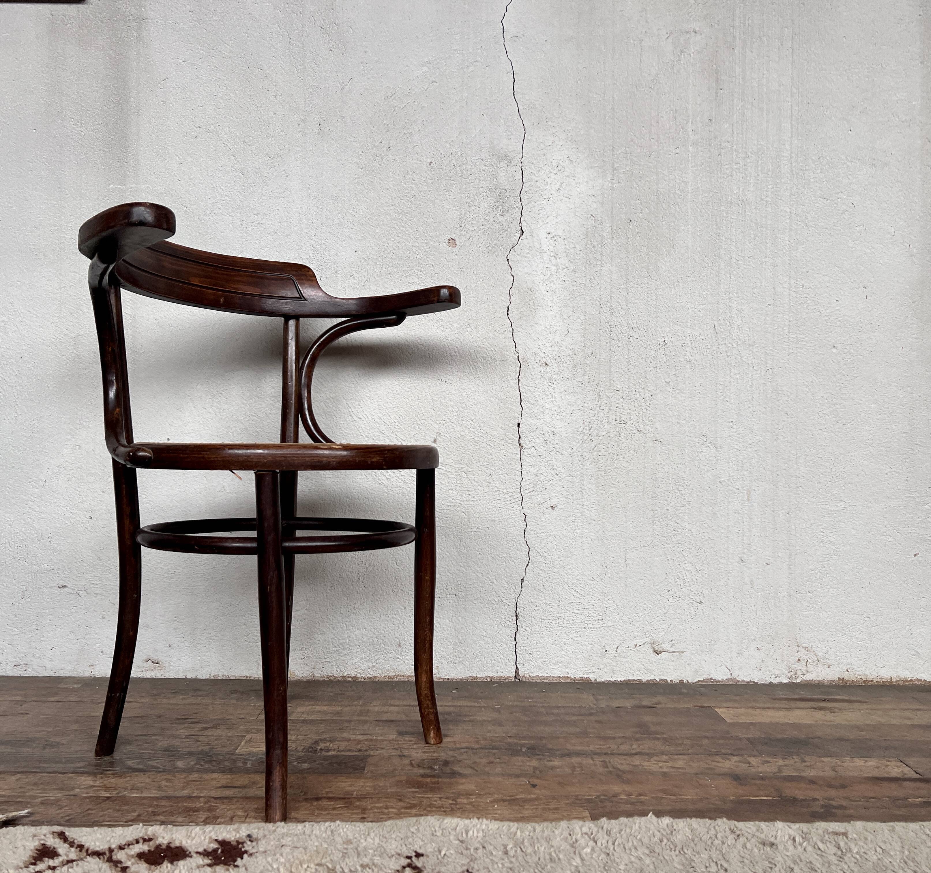 Office armchair bistrot Fischel cannée vintage cannage 1950