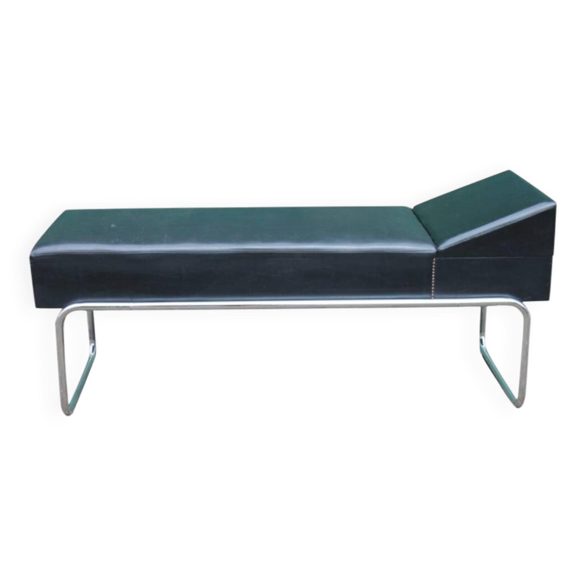 Banquette années 70 en skaï noir