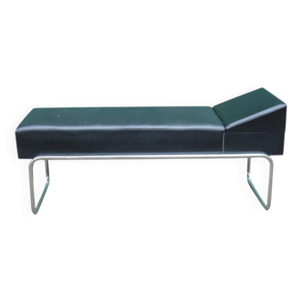 70s bench in black imitation leather