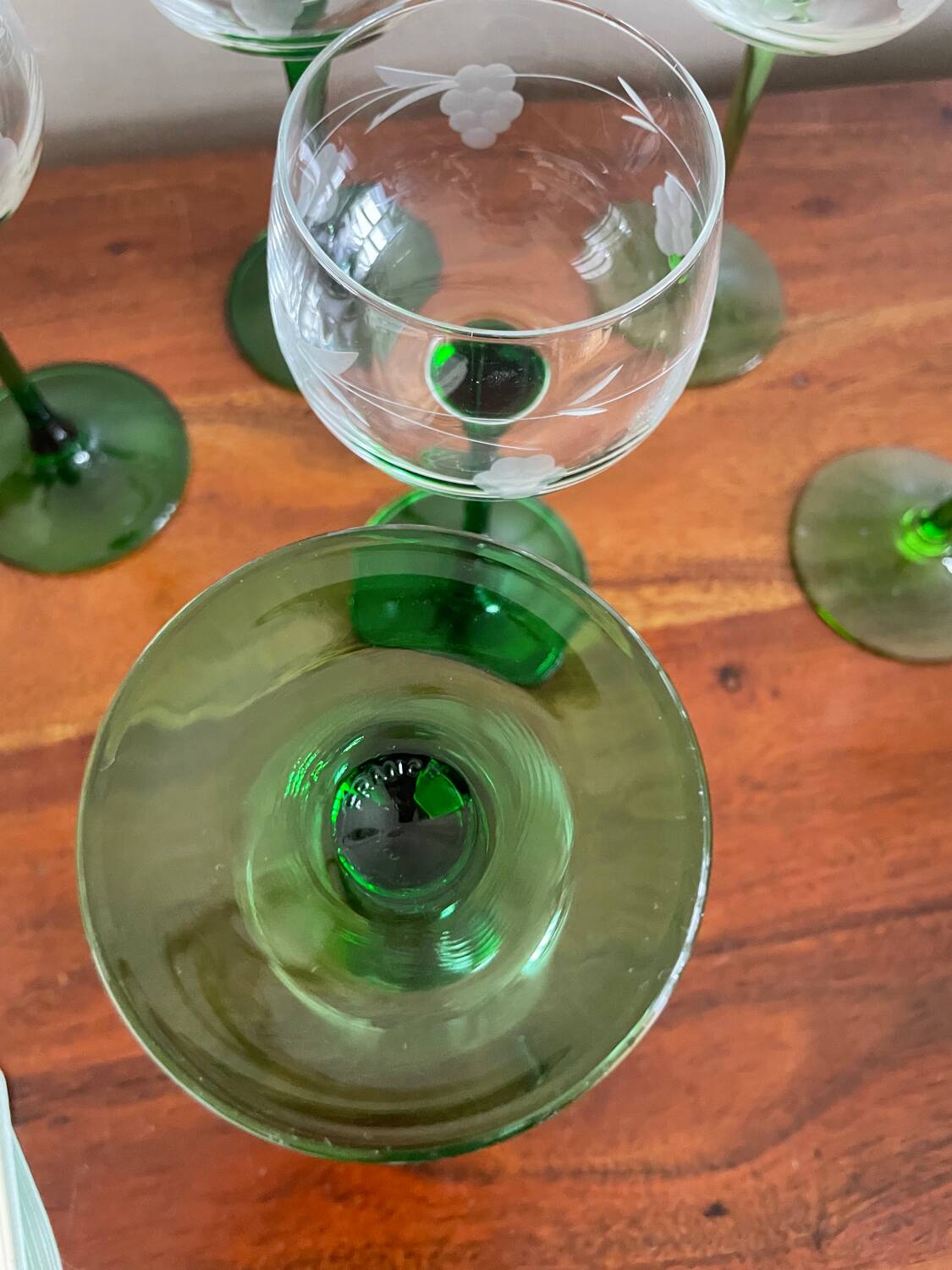 6 engraved wine glasses