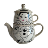 Teapot set and vintage pierrot cup