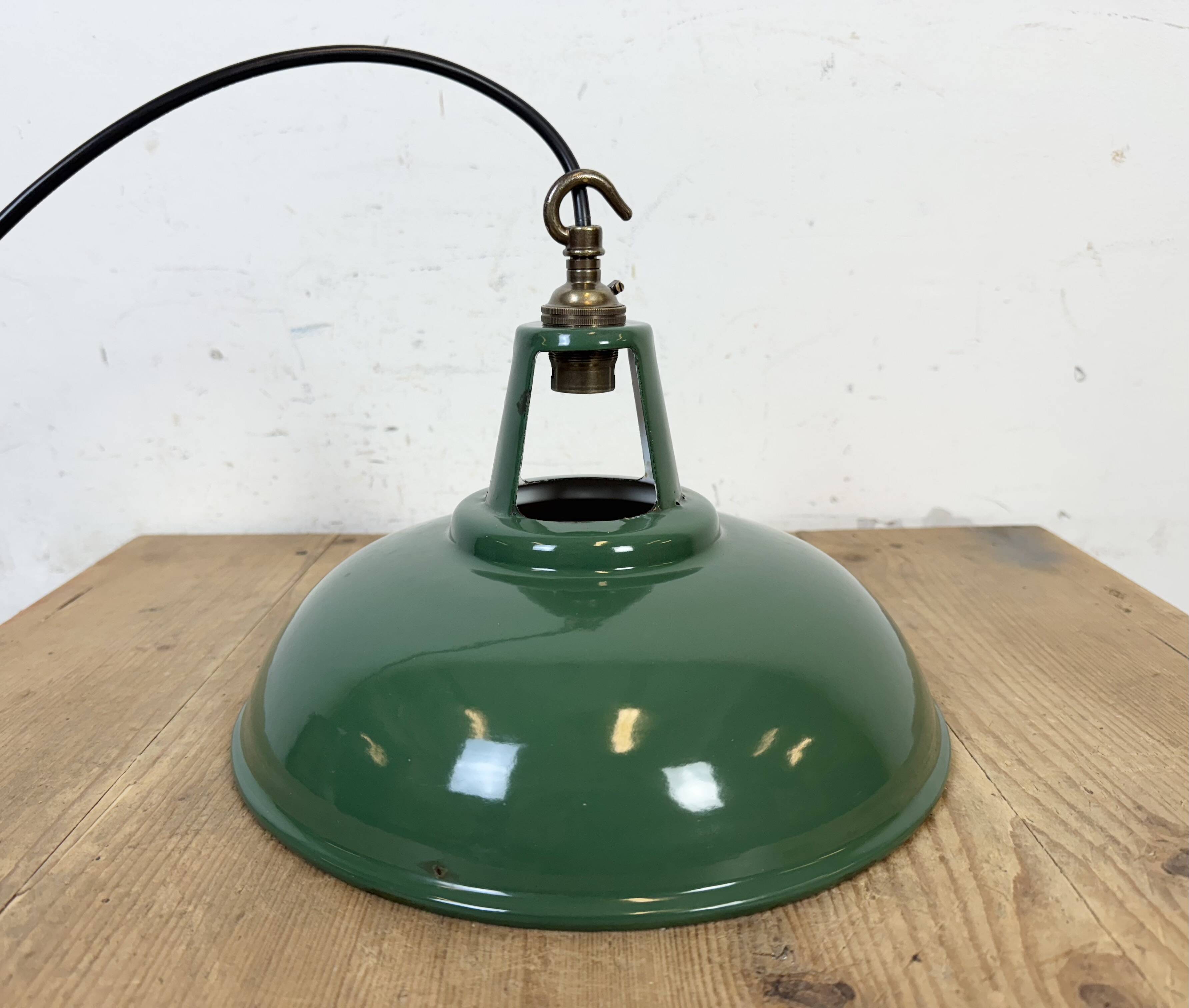 Industrial Green Enamel Factory Pendant Lamp, 1960s