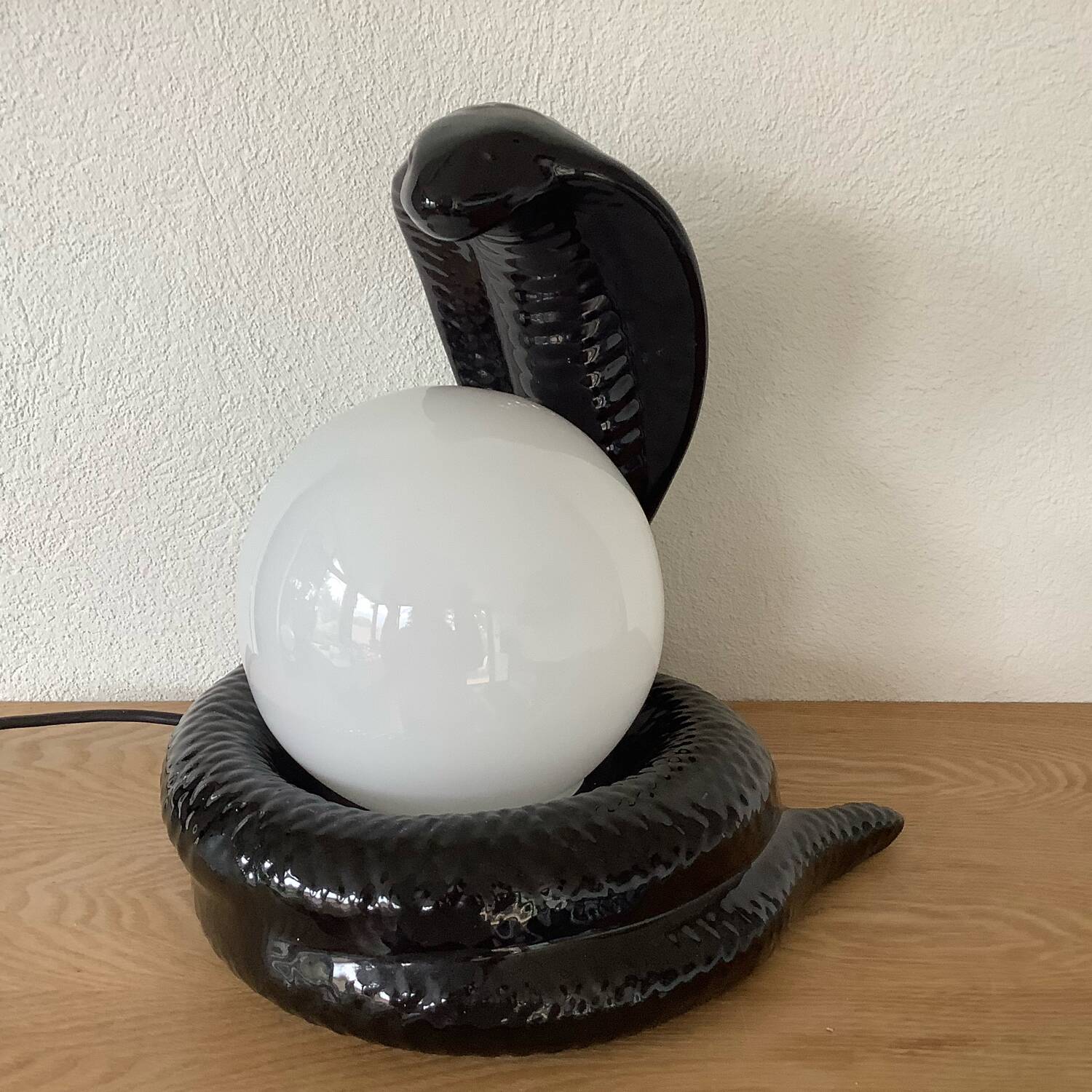 1970 cobra black ceramic lamp