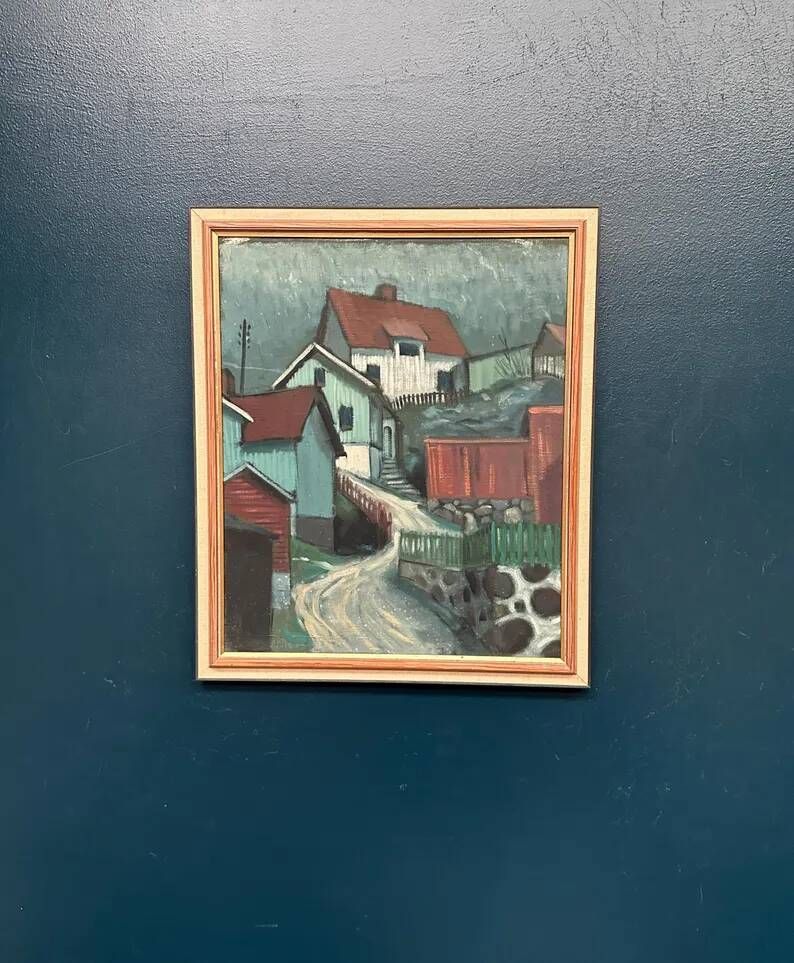 Original Swedish Oil on Canvas – “Stryket, Nordingrå” – Signed – Dated 1959 – Vintage & Framed – 52 × 44 cm (20.5" × 17.3")