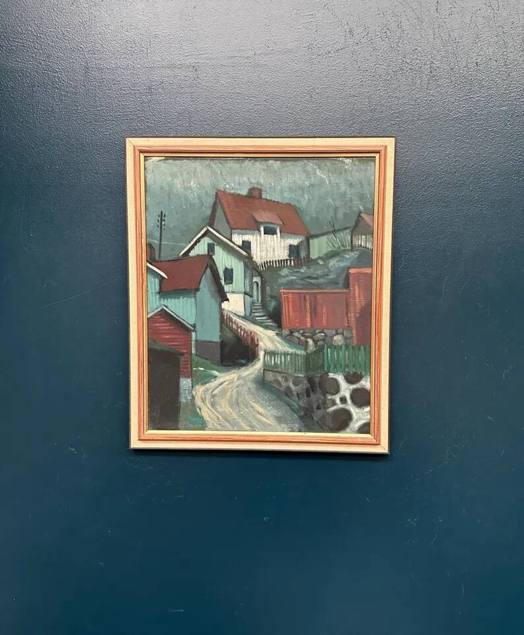Original Swedish Oil on Canvas – “Stryket, Nordingrå” – Signed – Dated 1959 – Vintage & Framed – 52 × 44 cm (20.5" × 17.3")