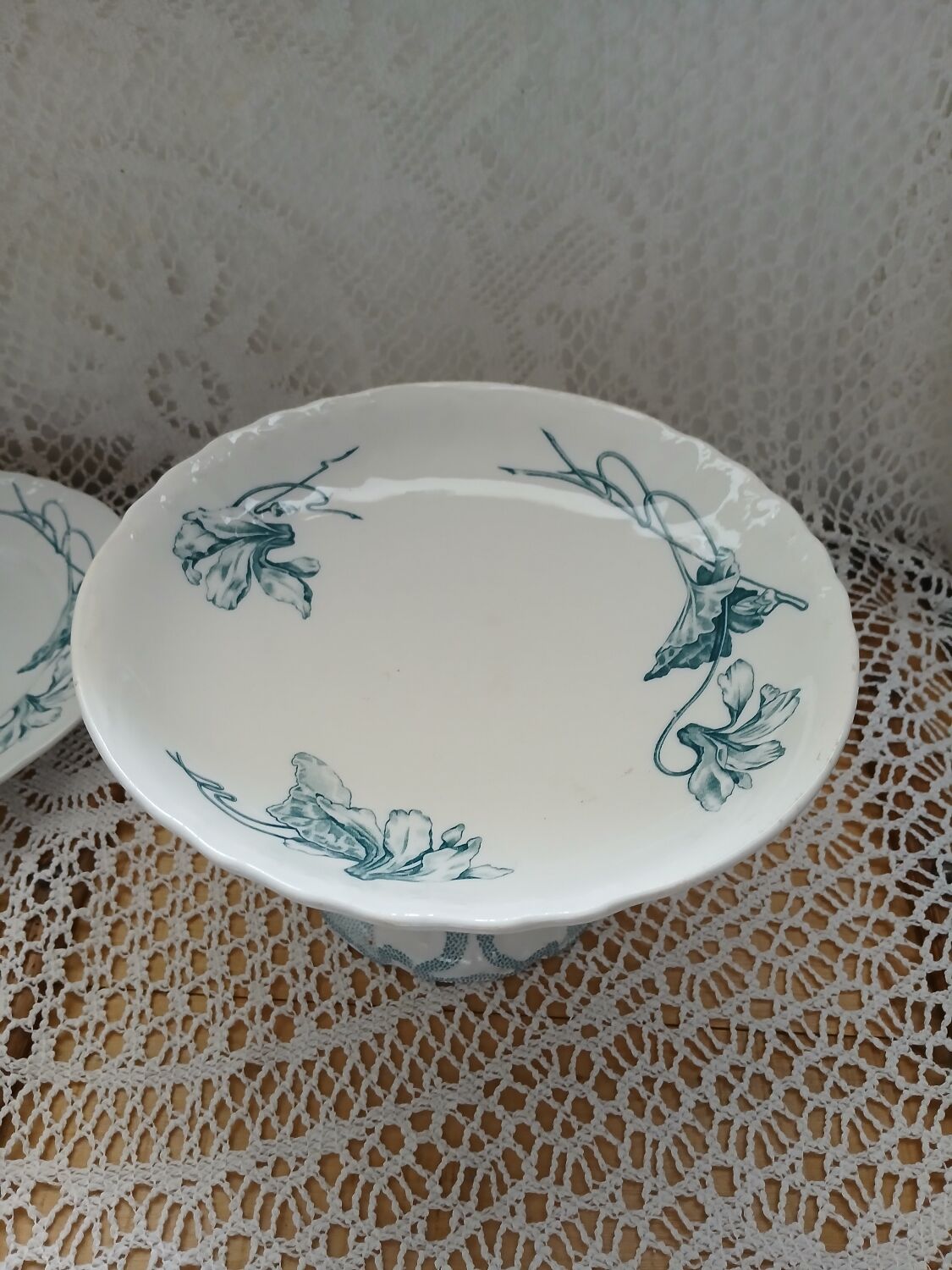 2 antique ironstone compote dishes